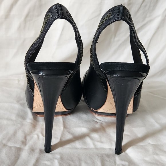BNIB LAMB Leather DAWNA Black Zipper Pumps Sz 7.5 - Picture 7 of 10
